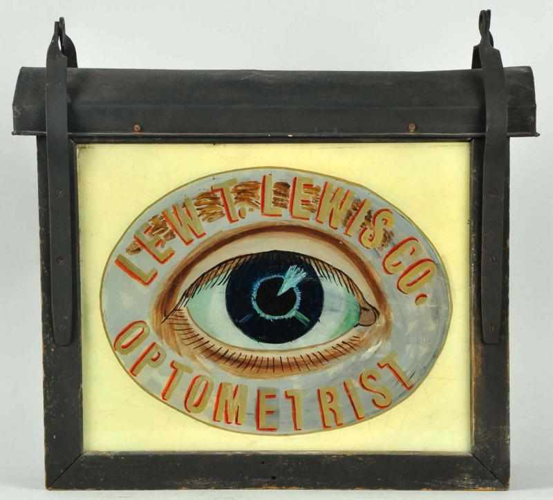 Appraisal: Lieutenant Lewis Co Optometrist Hanging Sign Description Early s Beautiful