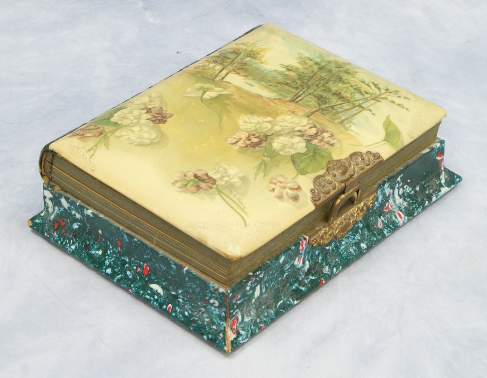 Appraisal: Victorian Celluloid Photo Album with tree and flower decoration contains