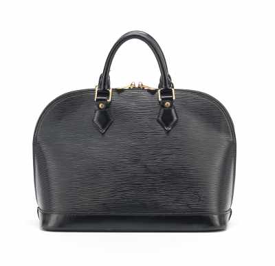 Appraisal: A Louis Vuitton Black Epi Leather Alma Handbag Black embossed