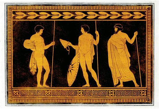 Appraisal: Two Classical handcolored engravings depicting scenes from Greek vases in