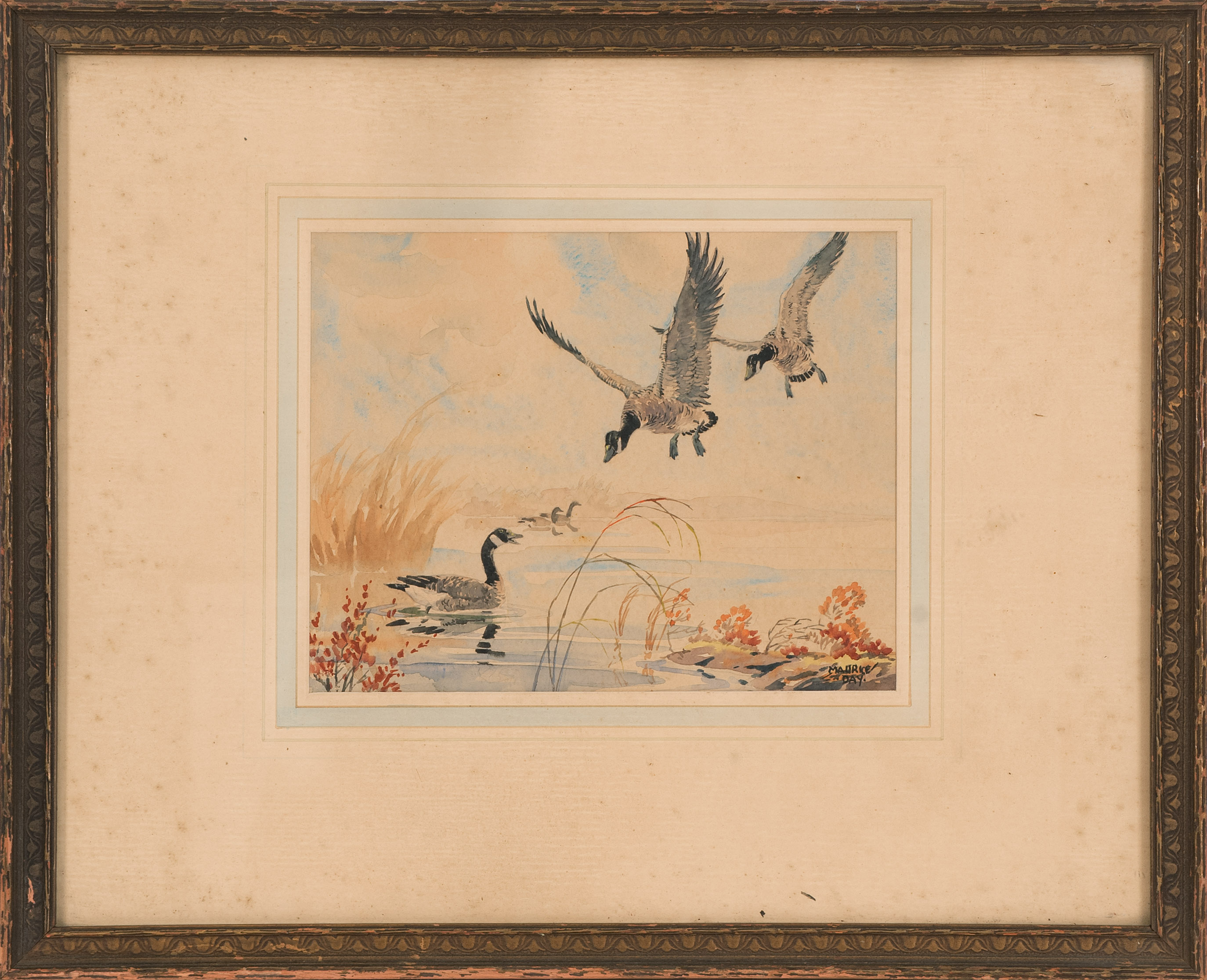 Appraisal: MAURICE DAYAmerican - Geese in flight Signed lower right Maurice