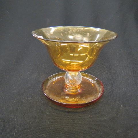 Appraisal: Steuben Art Glass Compote golden topaz with clear swirl ball