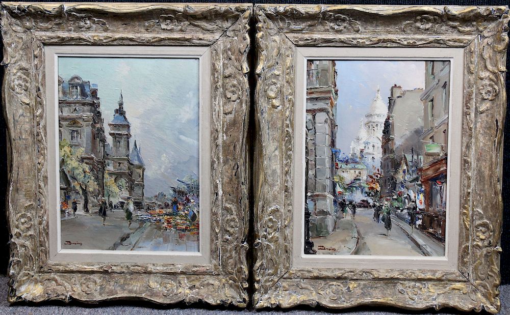 Appraisal: Pair of Signed Paris Street Scenes th C Pair of