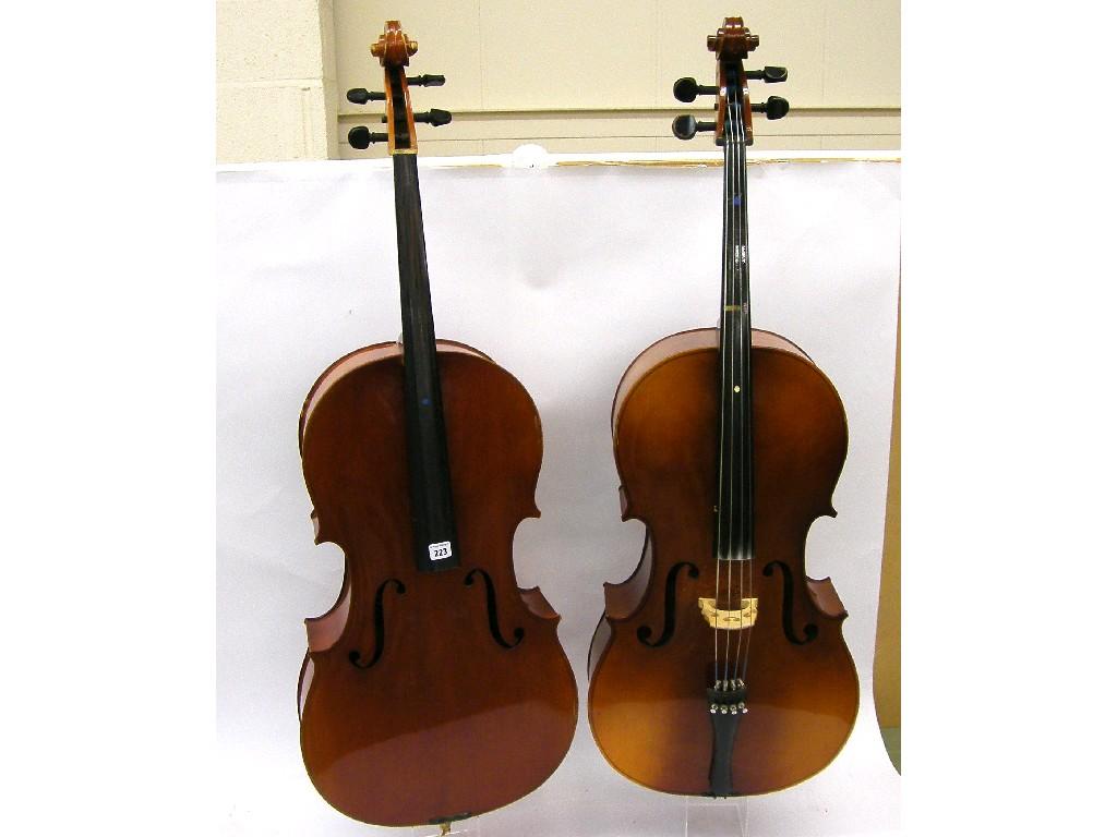 Appraisal: Two contemporary full size violoncellos both cased