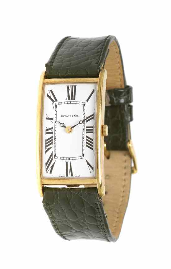 Appraisal: An Karat Yellow Gold Wristwatch Tiffany Co x mm case