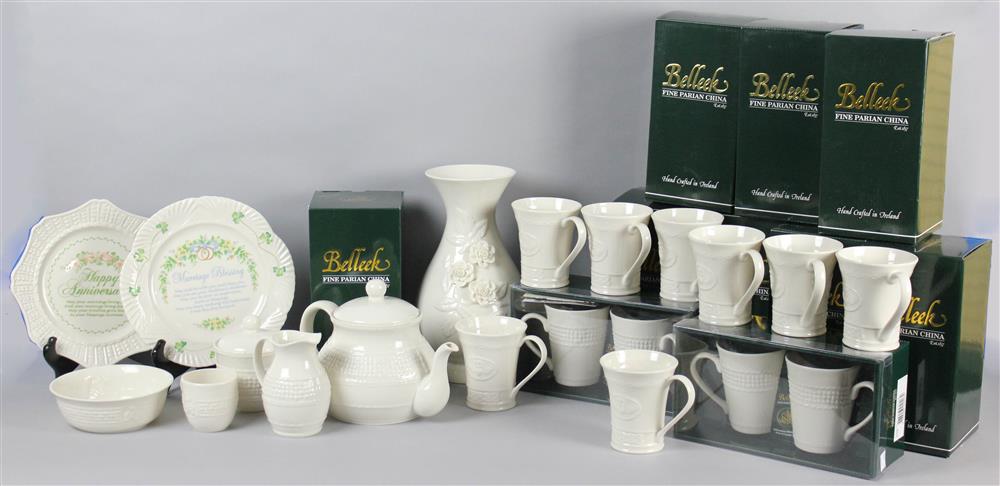 Appraisal: COLLECTION OF BELLEEK PARIAN CHINA ITEMS to include Galway Weave