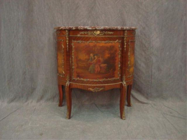 Appraisal: Paint Decorated Marbletop Commode with Gilt Metal Mounts Dimensions x