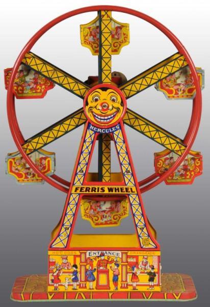 Appraisal: Tin Chein Ferris Wheel Wind-Up Toy Description American Working Bright