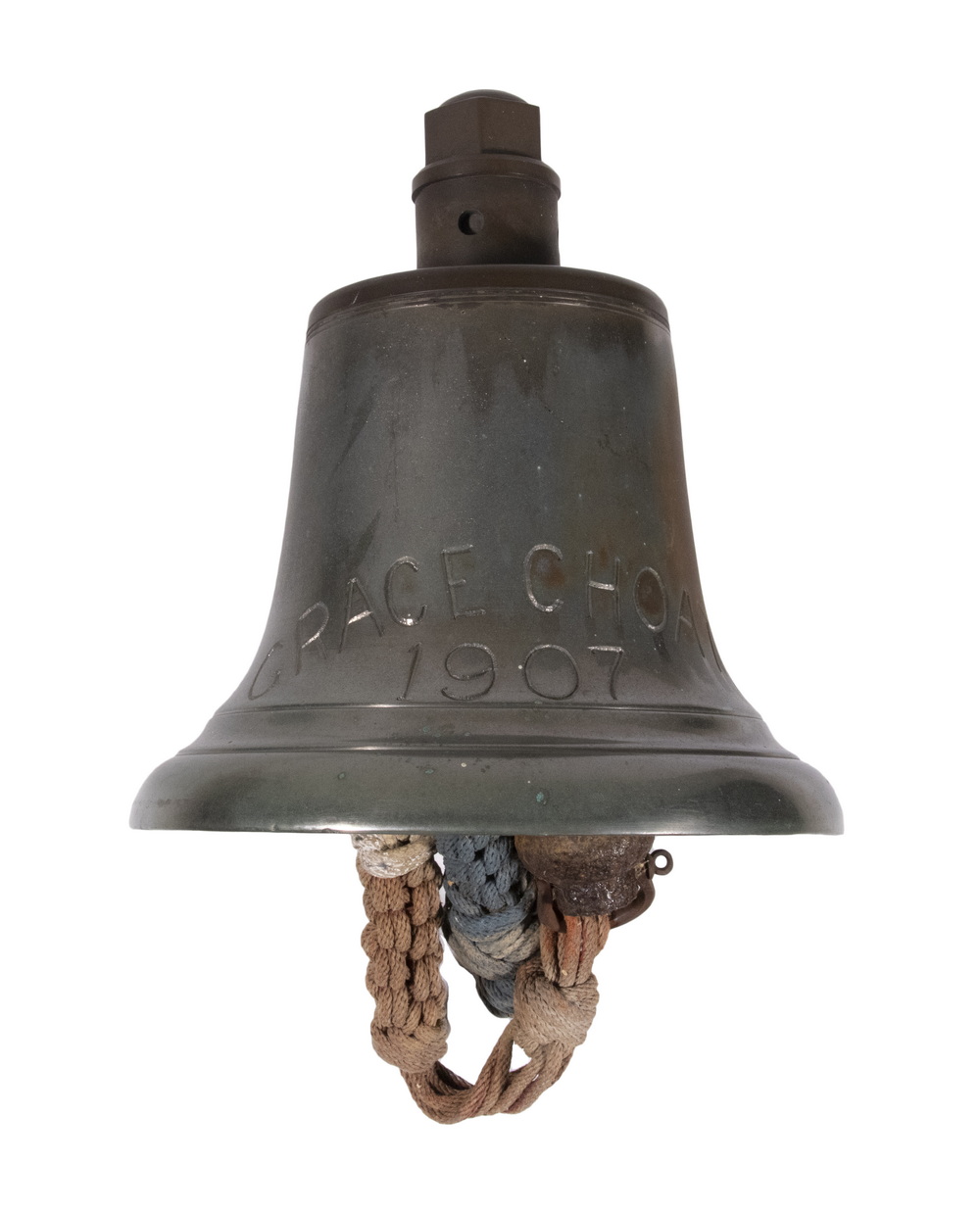 Appraisal: BRONZE SHIP'S BELL - GRACE CHOATE Heavy Nickel-Plated Bell with