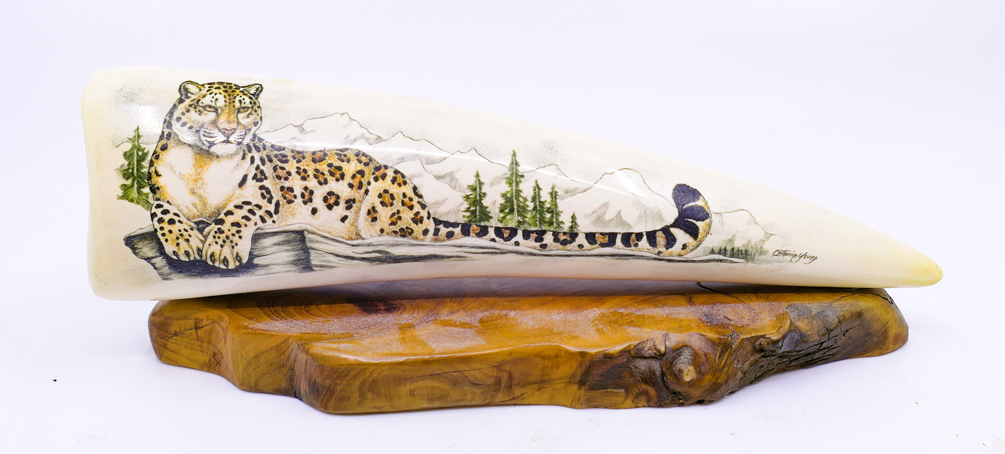 Appraisal: Katherine Young Fine Scrimshawed Tiger Sculpture- ''