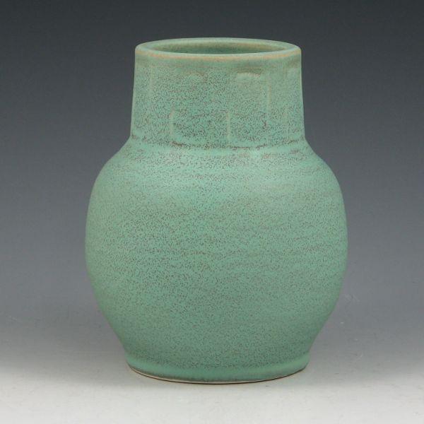 Appraisal: Seiz Pottery matte green Arts Crafts Earthenware vase from with