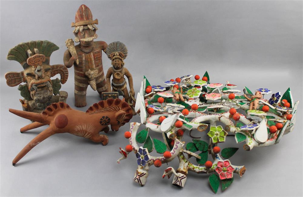 Appraisal: GROUP OF MEXICAN CERAMIC ITEMS including an Arbol de Vida