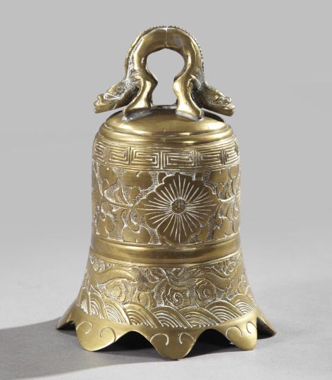 Appraisal: Japanese Meiji Relief-Ornamented Bronze Bell fourth quarter th century with