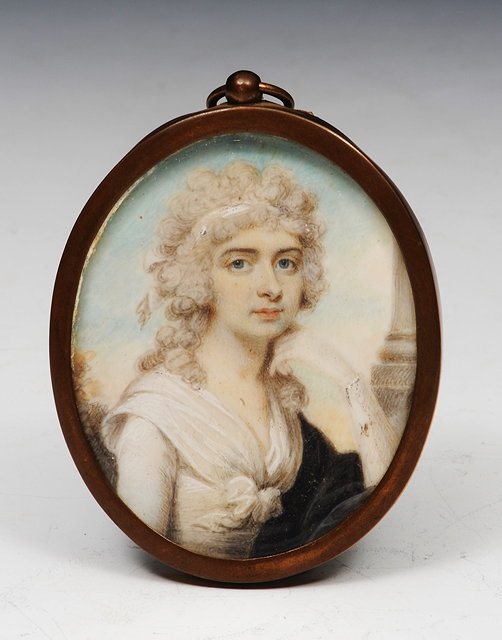 Appraisal: Early th Century English SchoolAn oval portrait miniature of a