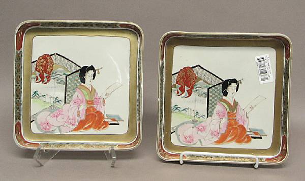 Appraisal: Five Imari porcelain dishes Taisho Period Of square form the