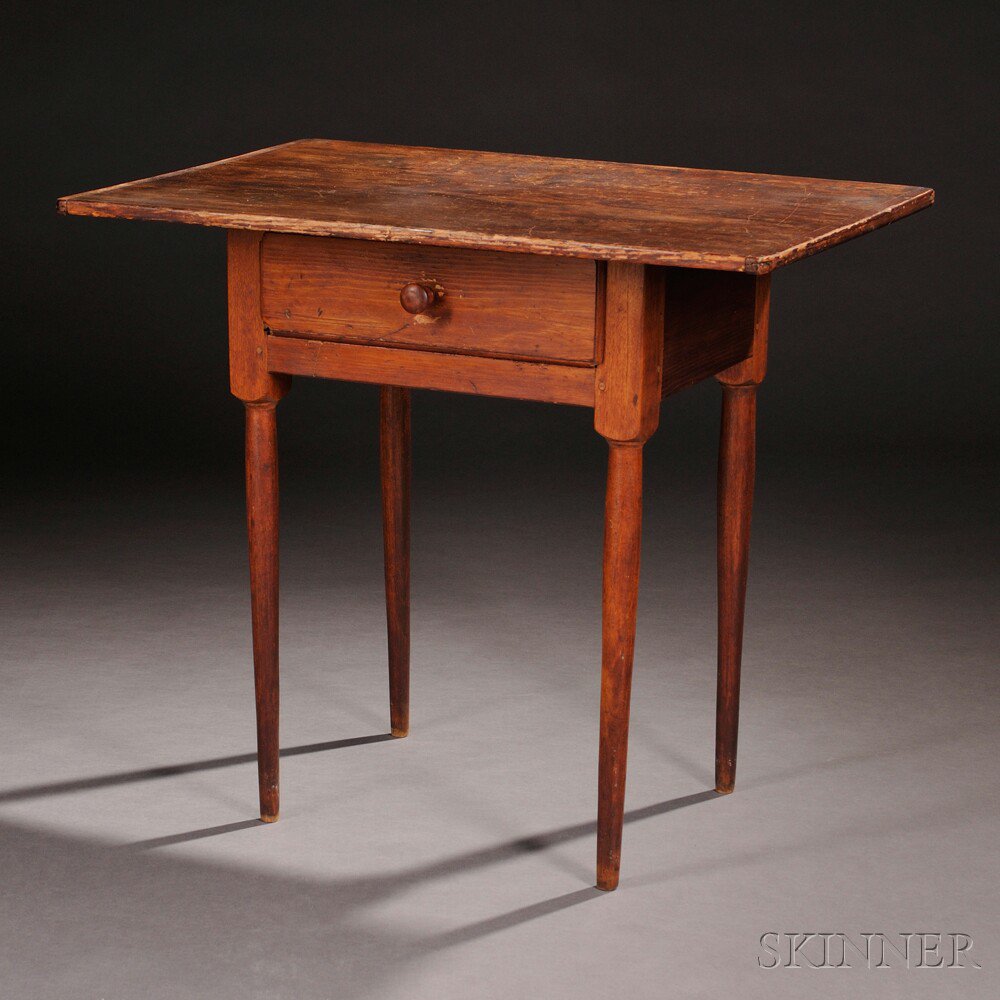 Appraisal: Shaker Pine and Birch Worktable Canterbury New Hampshire c overhanging