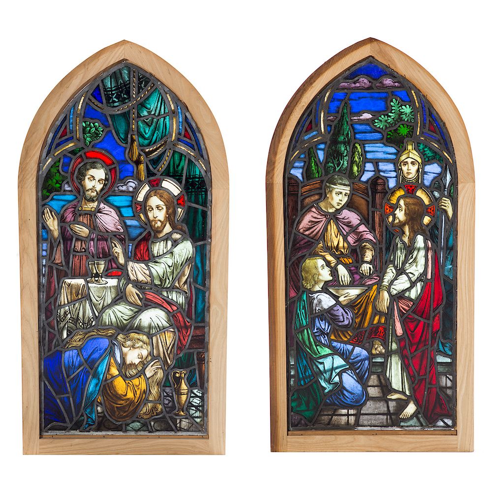 Appraisal: Two Continental Religious Leaded Glass Windows late th early th