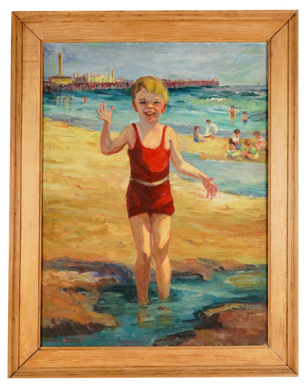 Appraisal: BARBARA LARIMER LORIMER - CHILD ON A BEACHoil on canvas