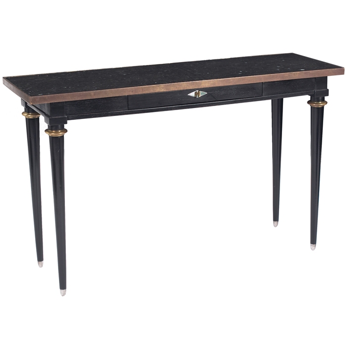 Appraisal: Parzinger style console ebonized wood frame with one drawer gilt