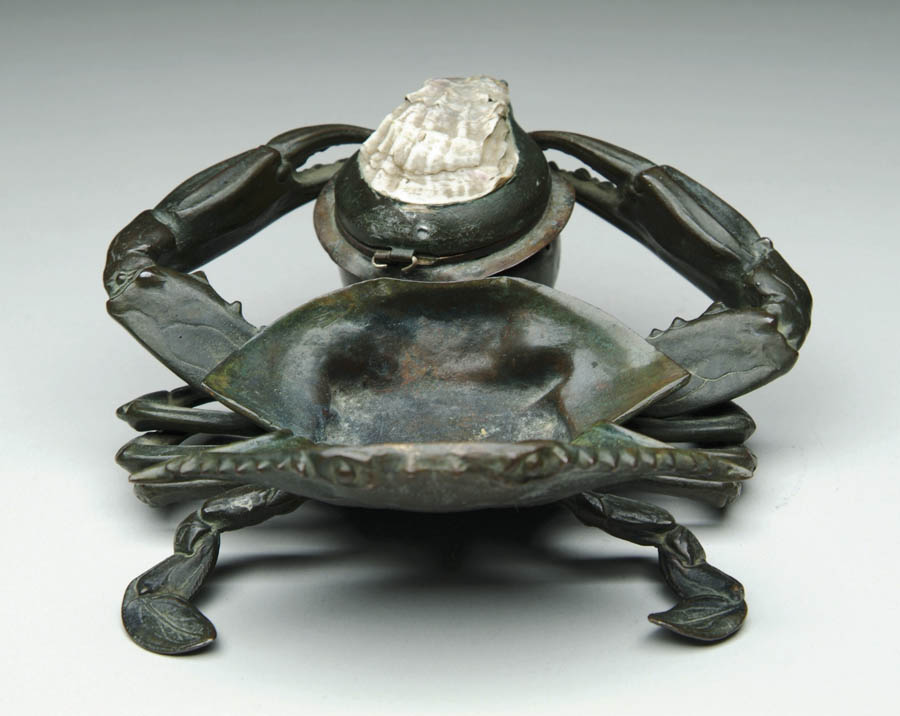 Appraisal: TIFFANY CRAB INKWELL Rare and unusual Tiffany bronze inkwell has