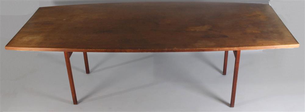 Appraisal: JENS RISOM DINING TABLE WITH CURVED SIDES marked with Jens