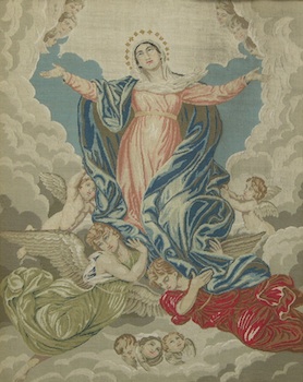 Appraisal: A Framed Antique Pettipoint of The Ascension of Mary in