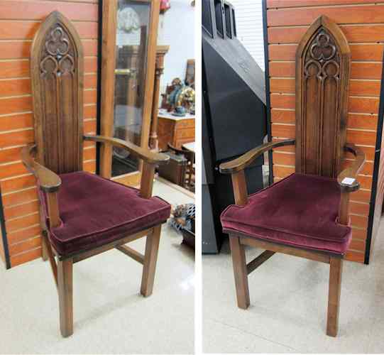 Appraisal: PAIR OF GOTHIC REVIVAL ARMCHAIRS American c 's each having