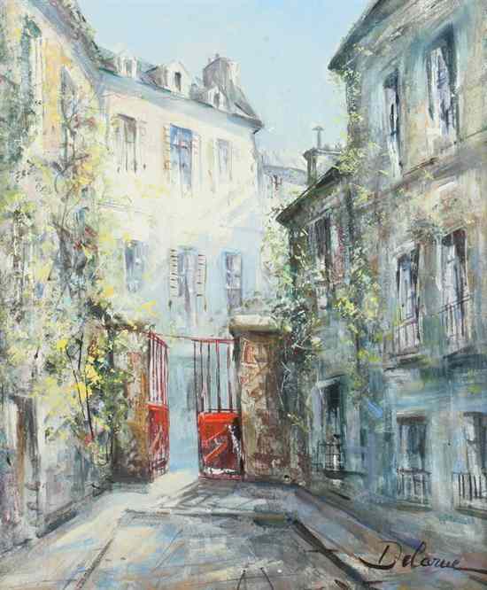 Appraisal: LUCIEN DELARUE French b STREET SCENE PARIS signed lower right