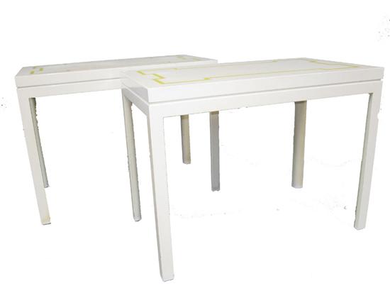 Appraisal: TOMMI PARZINGER Mid th C rectangular side tables modern white