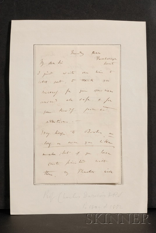 Appraisal: Darwin Charles - Autograph letter signed undated two pages recipient