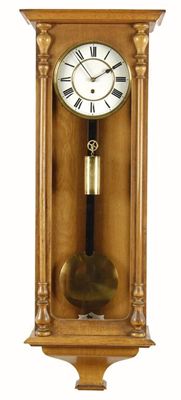 Appraisal: An oak 'Vienna regulator' wall clock with tapering plates stamped