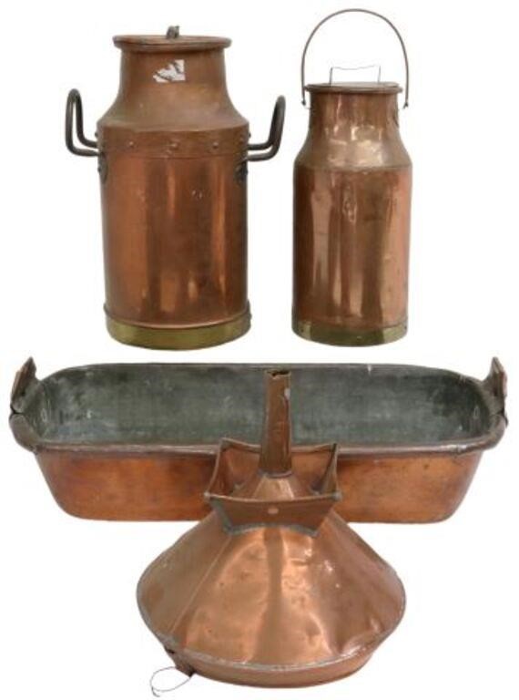 Appraisal: lot of French copper cookware including milk cans one stamped