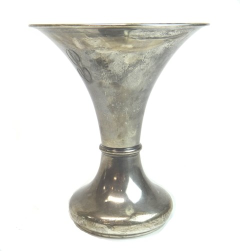 Appraisal: A Sterling silver vase of flared trumpet shaped form on