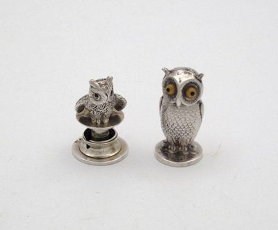 Appraisal: An Edwardian novelty silver owl seal by S Mordan Chester