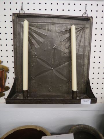 Appraisal: Tin Wall Candle Shelf double sconce fan and star decor