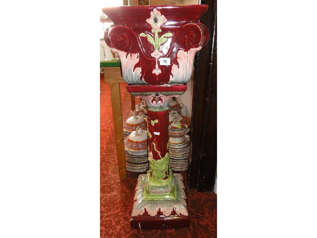 Appraisal: A late th century jardiniere and stand with painted and