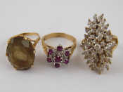 Appraisal: A mixed lot comprising a carat gold cluster ring a