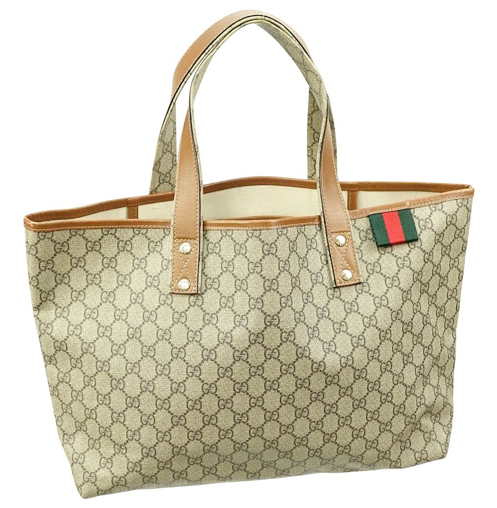 Appraisal: Gucci Signature Tote Gucci Signature Web Loop Tote Beige supreme