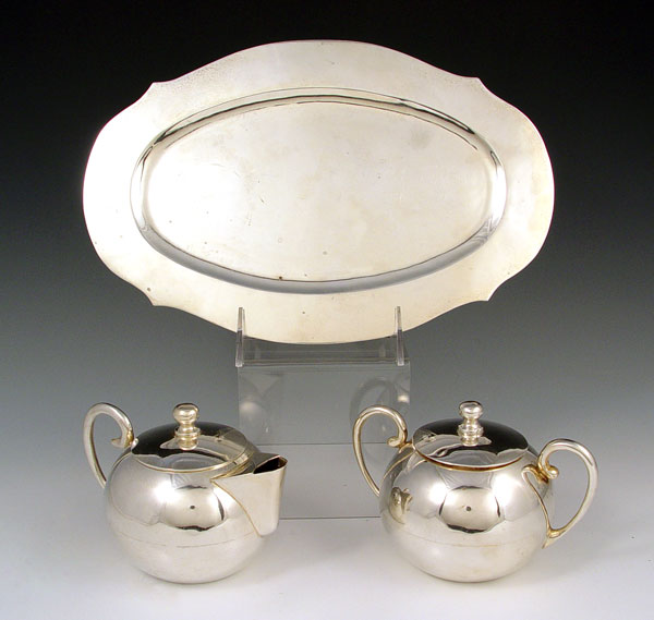 Appraisal: PIECE REYES MEXICAN STERLING SUGAR CREAMER TRAY piece set by