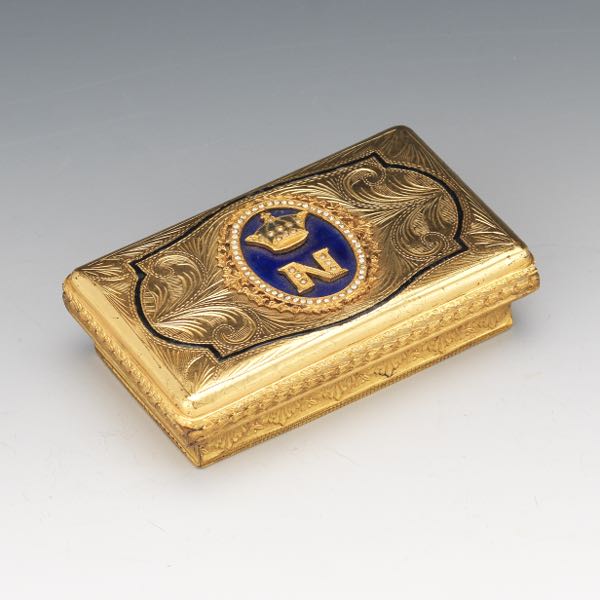 Appraisal: GILT BRONZE NAPOLEONIC BOX CA 'S x x A French