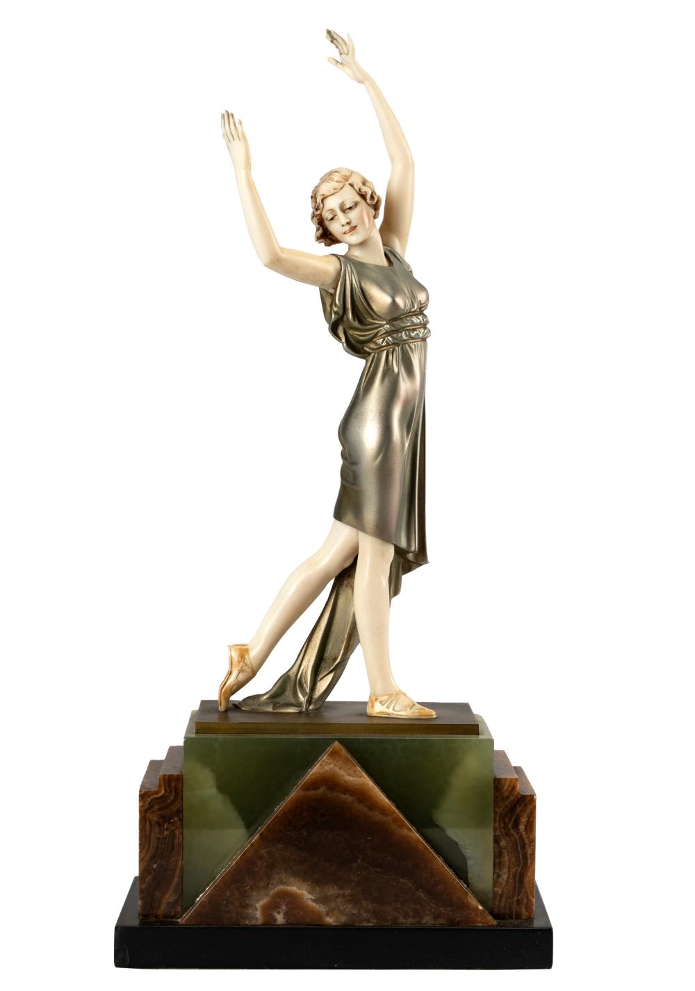 Appraisal: FERDINAND PREISS - Lighter than Air cold-painted bronze mounted to