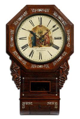 Appraisal: Mother-of-pearl inlaid wall clock rosewood octagonal top with mother-of-pearl inlaid