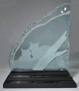 Appraisal: Modern Glass Sculpture Tomasz Modern glass sculpture of foxes in