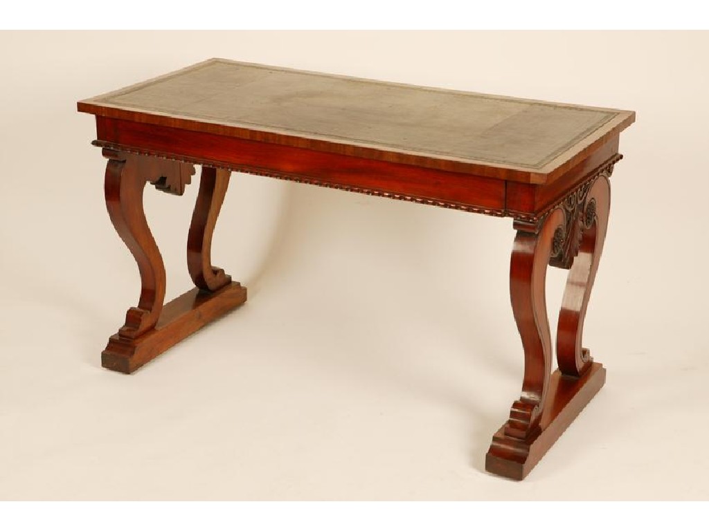 Appraisal: A REGENCY MAHOGANY LIBRARY TABLE in the manner of George