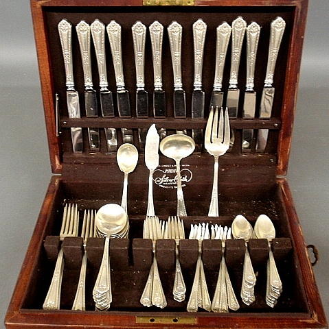 Appraisal: - Sterling silver flatware service for twelve in the Navarre