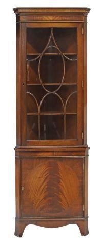 Appraisal: English Georgian style mahogany corner cabinet Reprodux Bevan-Funnell late th