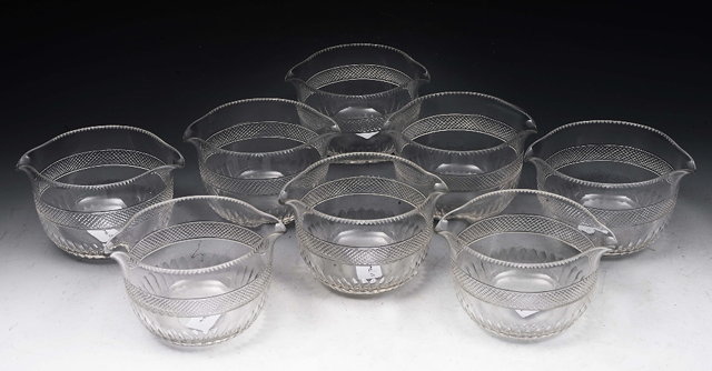 Appraisal: A SET OF EIGHT TH CENTURY GLASS FINGER BOWLS with