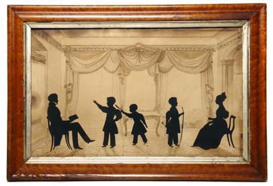 Appraisal: A Scenic Silhouette of Family August Edouart depicting a mother