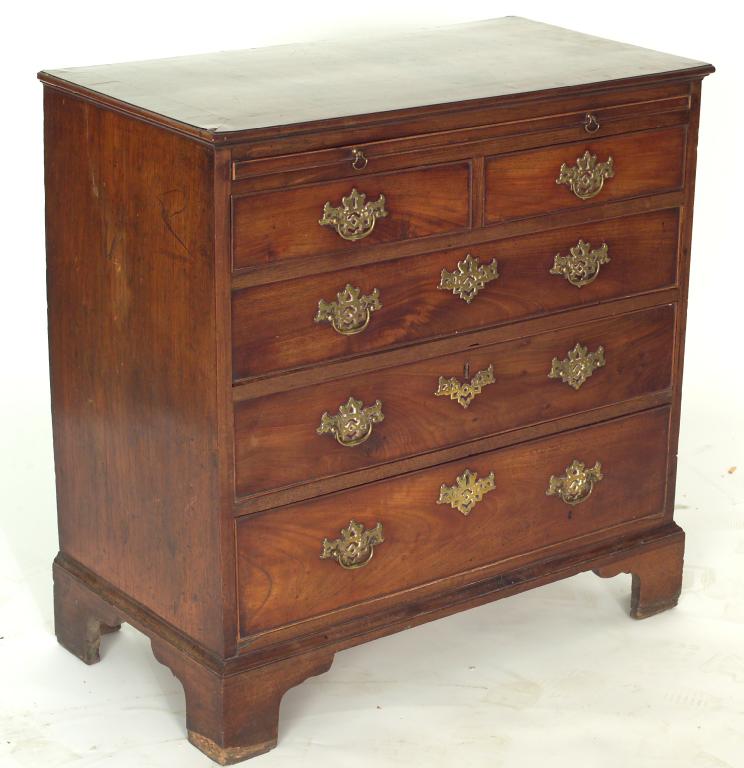 Appraisal: GEORGE III MAHOGANY BACHELOR'S CHEST the rectangular crossbanded top above