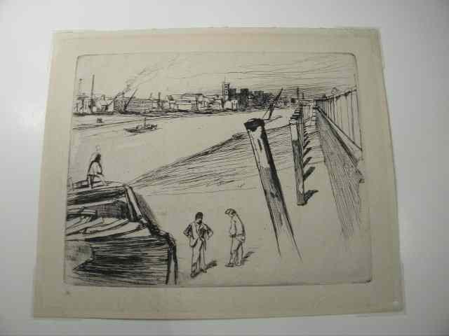 Appraisal: James Abbott McNeill Whistler American - etching on cream colored